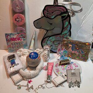 Justice Girls 14pc Unicorn Jewelry Hair Beauty Purse Gift Set NEW